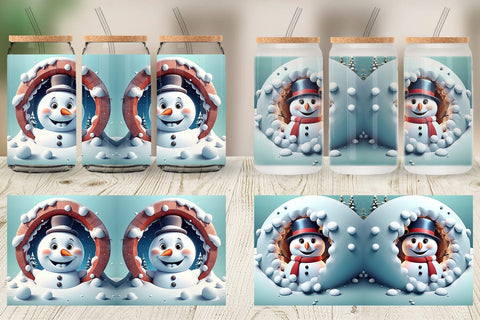 Glass Can Snowman Sublimation artnoy 