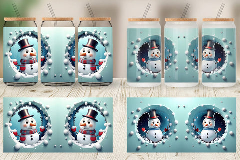 Glass Can Snowman Sublimation artnoy 