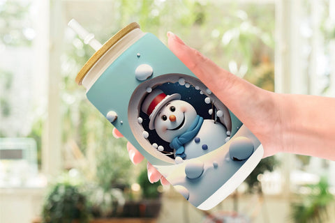 Glass Can Snowman Sublimation artnoy 