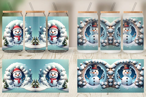 Glass Can Snowman Sublimation artnoy 