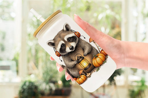 Glass Can Snuggly Fall Critters Sublimation artnoy 