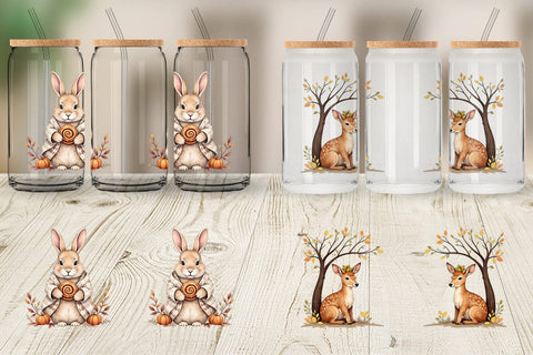 Glass Can Snuggly Fall Critters Sublimation artnoy 