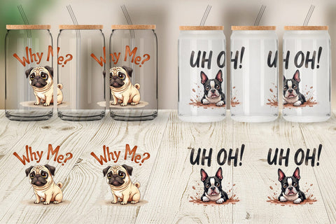 Glass Can Socially Awkward Dog Watercolor Sublimation artnoy 