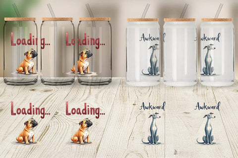Glass Can Socially Awkward Dog Watercolor Sublimation artnoy 