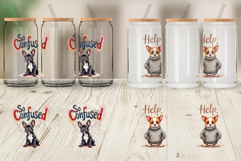 Glass Can Socially Awkward Dog Watercolor Sublimation artnoy 