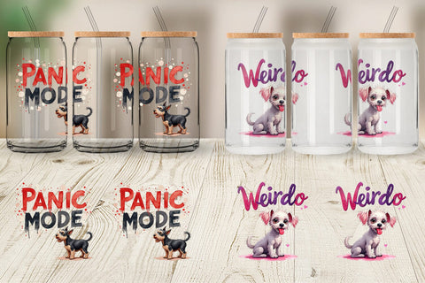 Glass Can Socially Awkward Dog Watercolor Sublimation artnoy 