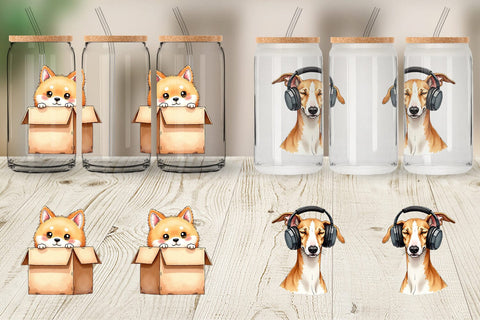 Glass Can Socially Awkward Pups Sarcastic Watercolor Sublimation artnoy 