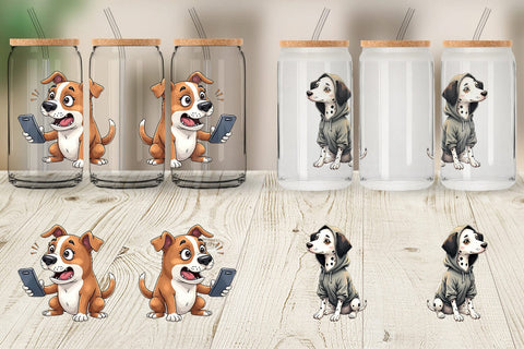 Glass Can Socially Awkward Pups Sarcastic Watercolor Sublimation artnoy 