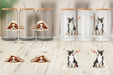 Glass Can Socially Awkward Pups Sarcastic Watercolor Sublimation artnoy 