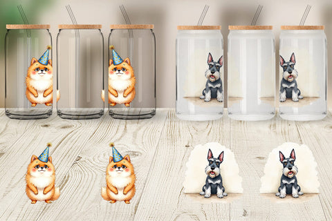 Glass Can Socially Awkward Pups Sarcastic Watercolor Sublimation artnoy 