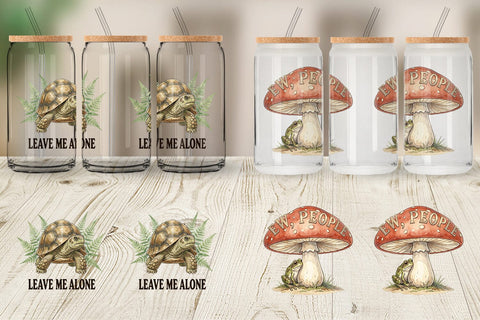 Glass Can Socially Exhausted Introvert Botanicals Sublimation artnoy 
