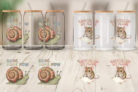 Glass Can Socially Exhausted Introvert Botanicals Sublimation artnoy 