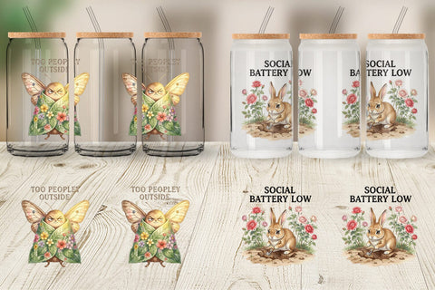 Glass Can Socially Exhausted Introvert Botanicals Sublimation artnoy 