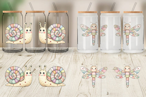 Glass Can Soft Garden Patchwork Watercolor Sublimation artnoy 