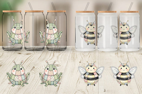 Glass Can Soft Garden Patchwork Watercolor Sublimation artnoy 