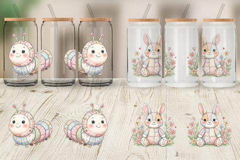 Glass Can Soft Garden Patchwork Watercolor Sublimation artnoy 
