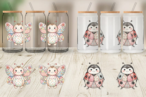 Glass Can Soft Garden Patchwork Watercolor Sublimation artnoy 