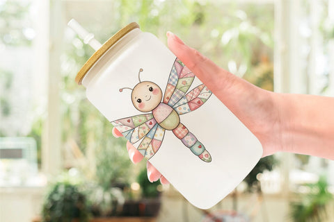 Glass Can Soft Garden Patchwork Watercolor Sublimation artnoy 