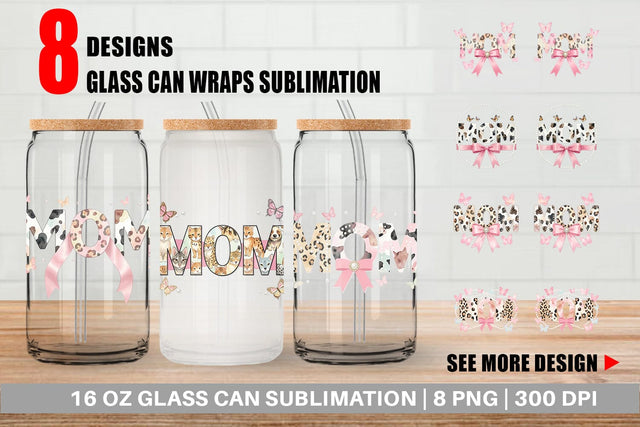Glass Can Soft Pastel MOM Animal Print Sublimation artnoy 