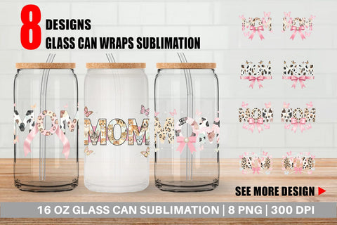 Glass Can Soft Pastel MOM Animal Print Sublimation artnoy 