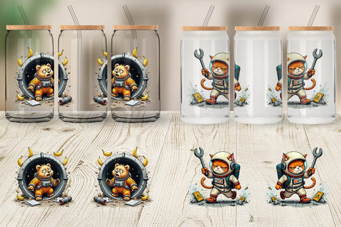 Glass Can Space Chaos Critter Sublimation artnoy 