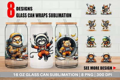Glass Can Space Chaos Critter Sublimation artnoy 