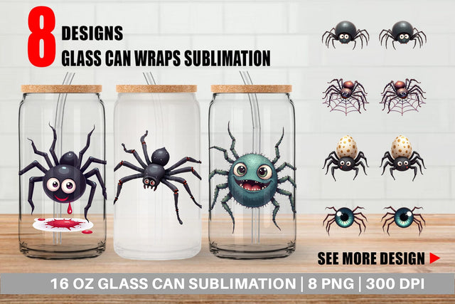 Glass Can Spider Twists Sublimation artnoy 