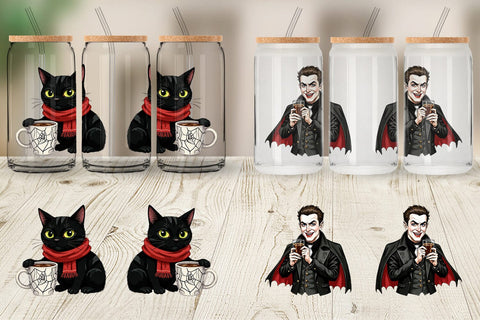 Glass Can Spooky Coffee Sips Sublimation artnoy 