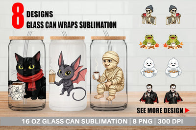 Glass Can Spooky Coffee Sips Sublimation artnoy 