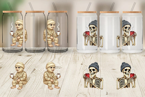 Glass Can Spooky Coffee Sips Sublimation artnoy 