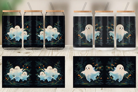Glass Can Spooky Halloween Ghosts Sublimation artnoy 
