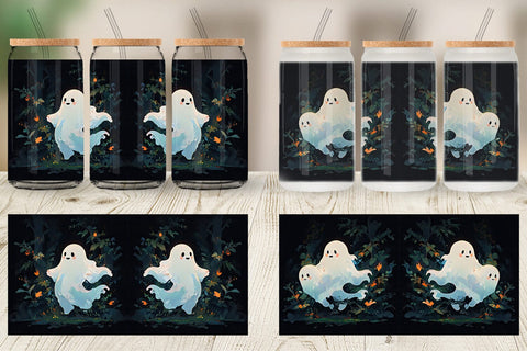 Glass Can Spooky Halloween Ghosts Sublimation artnoy 