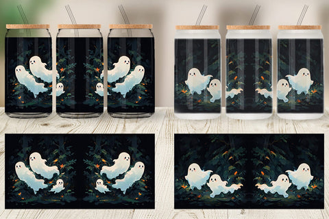 Glass Can Spooky Halloween Ghosts Sublimation artnoy 