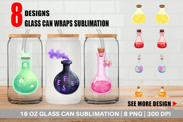 Glass Can Spooky Potion Cuties Sublimation artnoy 