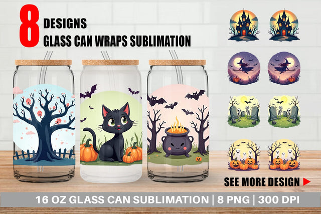 Glass Can Spooky Scenes Sublimation artnoy 