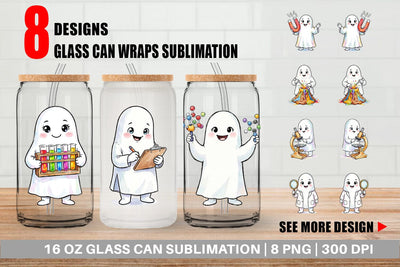 Glass Can Spooky Science Teacher Ghost Sublimation artnoy 