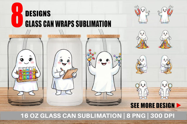 Glass Can Spooky Science Teacher Ghost Sublimation artnoy 