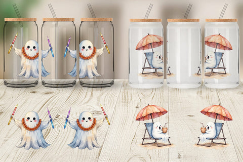 Glass Can Spooky Summer Ghosts Sublimation artnoy 