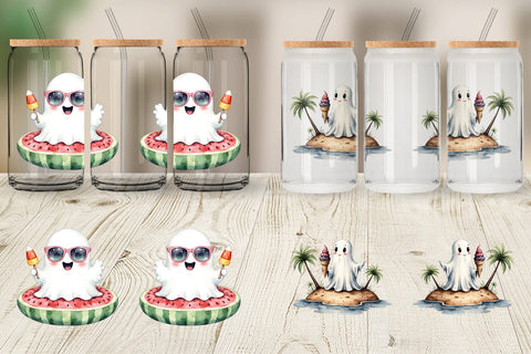 Glass Can Spooky Summer Ghosts Sublimation artnoy 