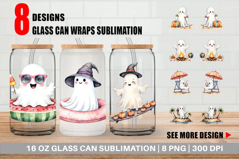 Glass Can Spooky Summer Ghosts Sublimation artnoy 