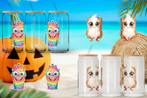 Glass Can Spooky Summer Snack Watercolor Sublimation artnoy 