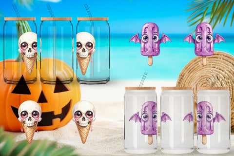 Glass Can Spooky Summer Snack Watercolor Sublimation artnoy 