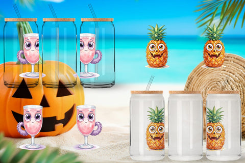 Glass Can Spooky Summer Snack Watercolor Sublimation artnoy 