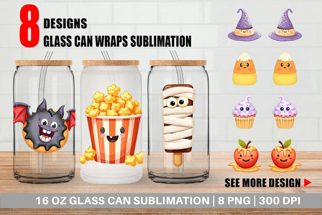 Glass Can Spooky Sweet Treats Sublimation artnoy 