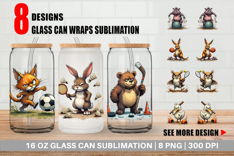 Glass Can Sports Chaos Critters Sublimation artnoy 