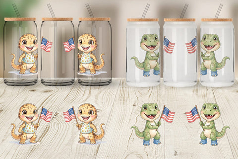 Glass Can Spotted Patriotic Outfit Dino Sublimation artnoy 