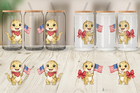 Glass Can Spotted Patriotic Outfit Dino Sublimation artnoy 