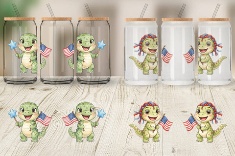Glass Can Spotted Patriotic Outfit Dino Sublimation artnoy 