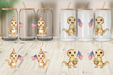 Glass Can Spotted Starry Dino Watercolor Sublimation artnoy 