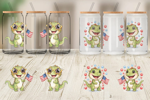 Glass Can Spotted Starry Dino Watercolor Sublimation artnoy 